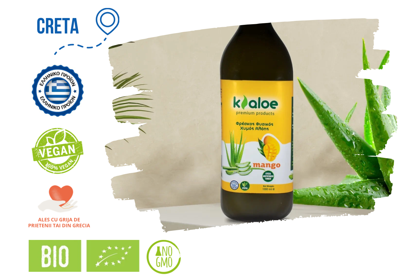 Aloe Vera Gel Organic cu Mango, 1L