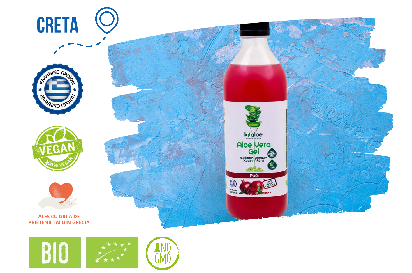 Aloe Vera Gel Organic cu Rodie, 1L