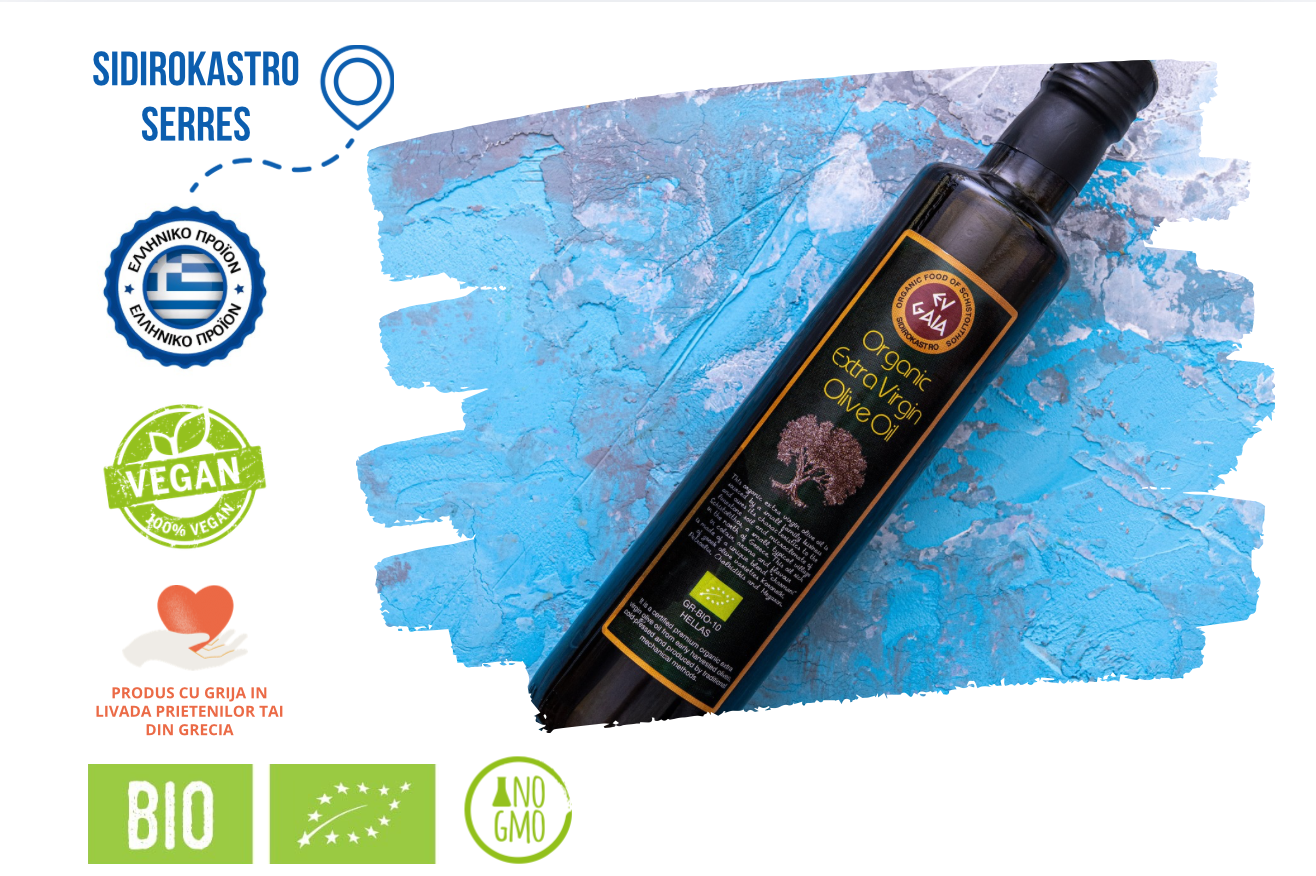 Ulei de măsline extravirgin, BIO, Ev Gaia, 750ml - presat la rece - livada noastră, recolta &
